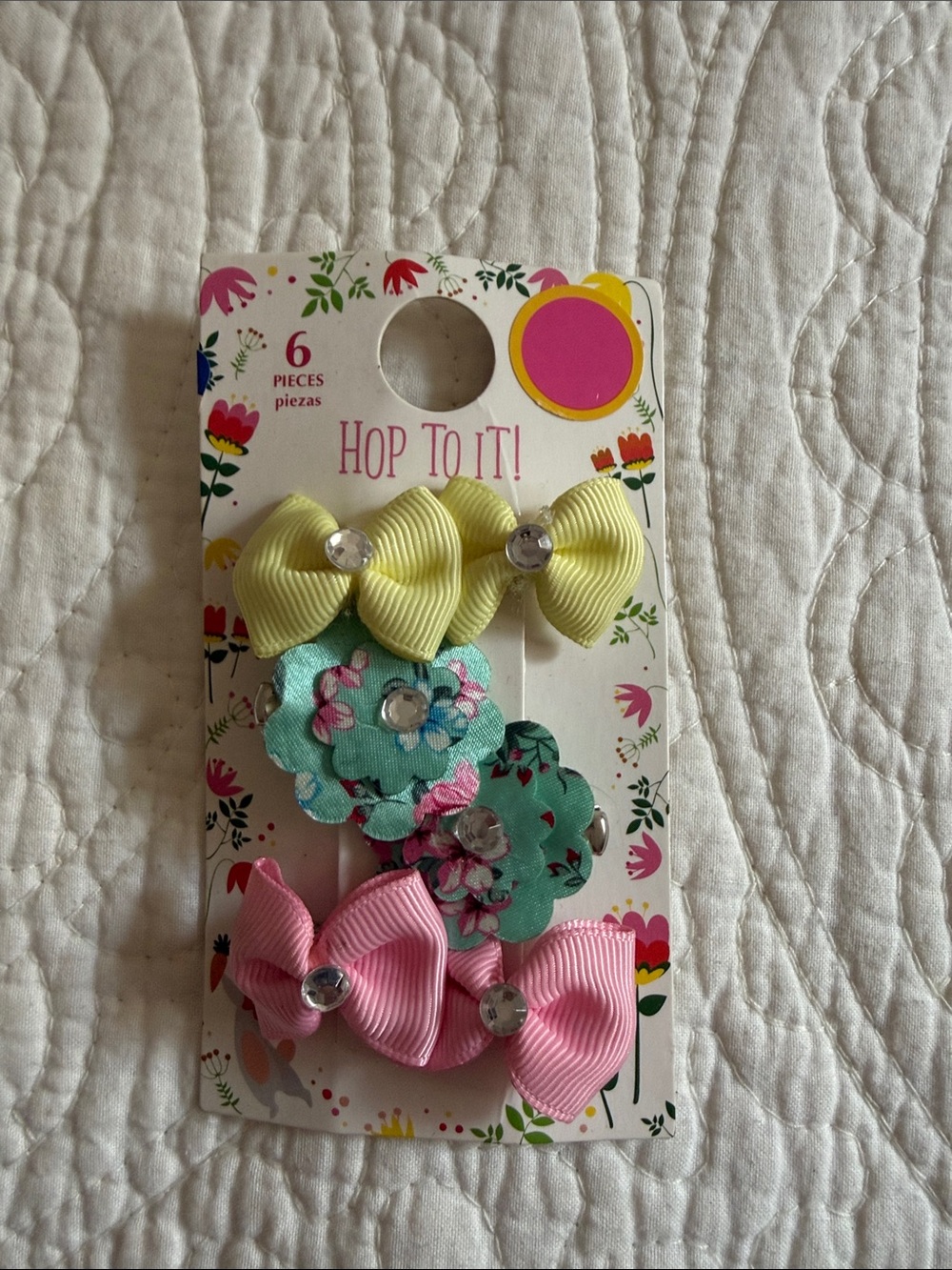 ✅Girls Yellow & Pink Floral Hair Bow Set